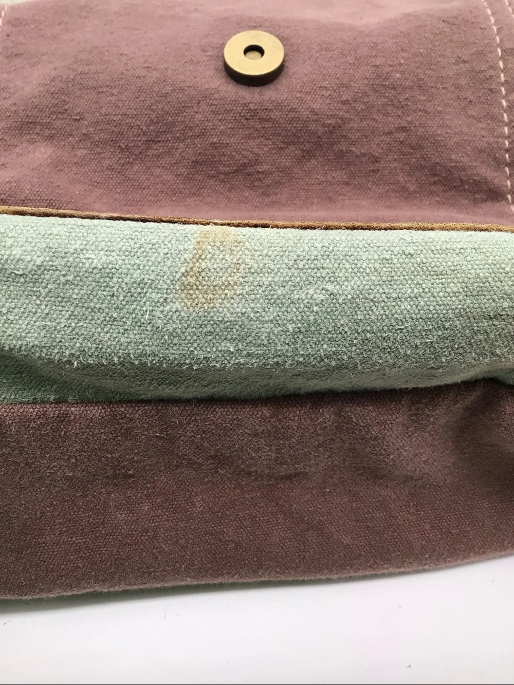 Myra Bag Solemn Boho Upcycle Brown Leather/ Green Canvas Backpack